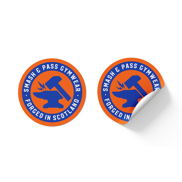 Pack of 5 Orange Anvil Circular Stickers