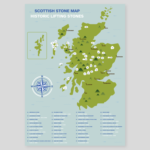 Scottish Stone Map - Historic Lifting Stones