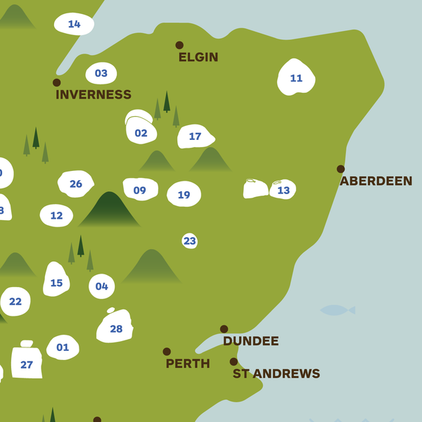 Scottish Stone Map - Historic Lifting Stones