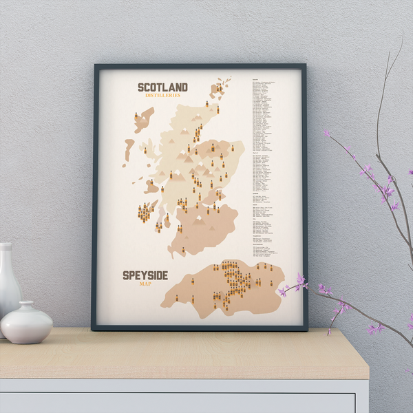 Scottish Distilleries Map Print (A3)