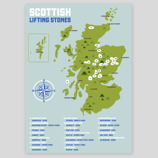 Scottish Stone Lifting Map (Various Sizes Available)